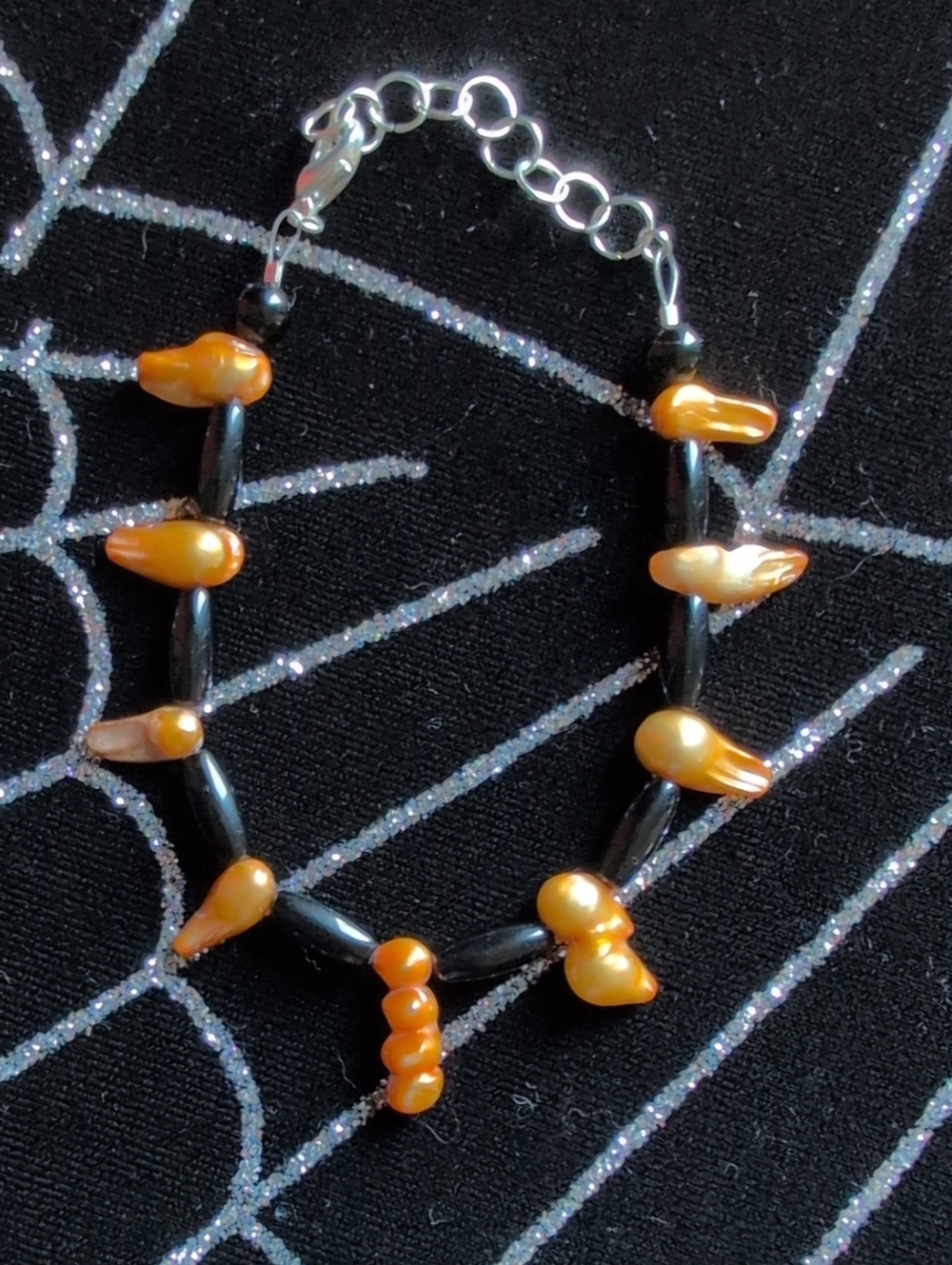 Blister Pearls And Onyx Bracelet